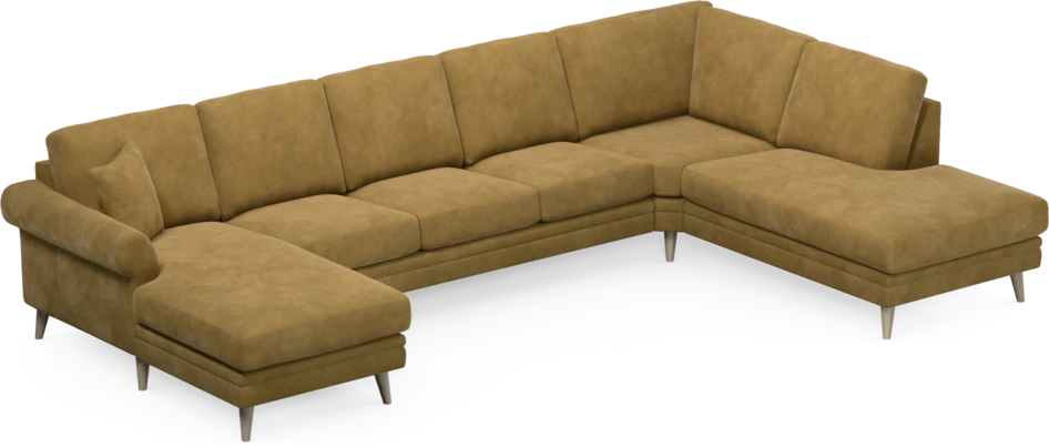 Eden - 3-sits soffa med schäslong vänster och divan höger - Gul