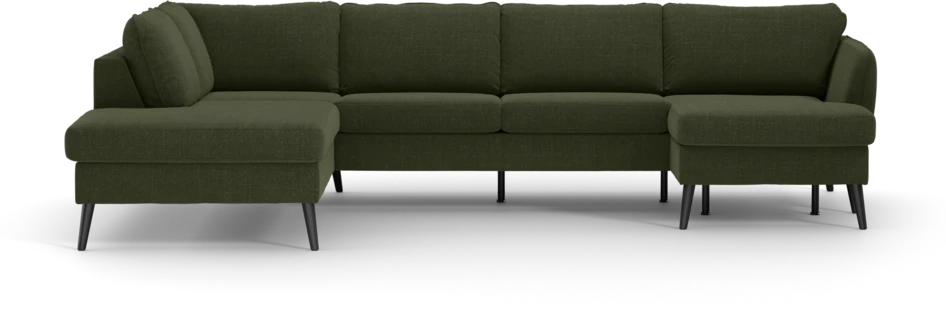 County - 3-sits soffa med divan vänster och schäslong höger - Grön