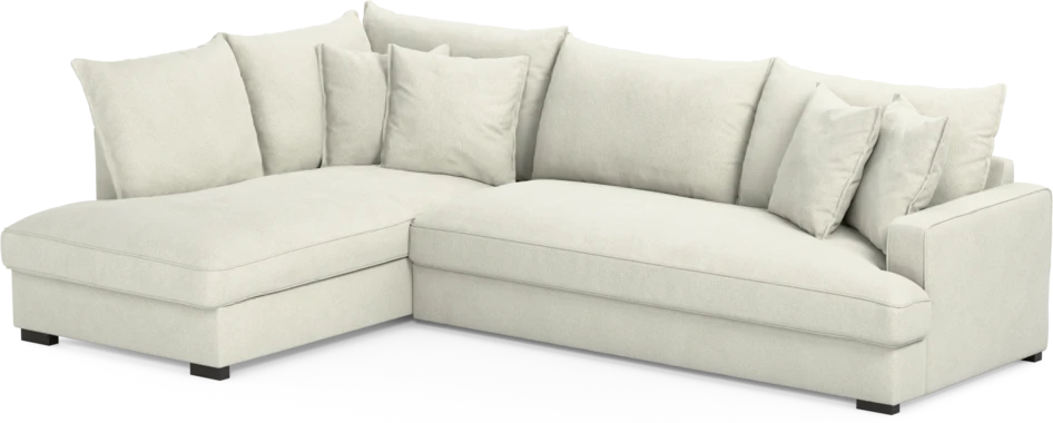 Mila - 3-sits soffa med divan vänster, hel dyna - Vit
