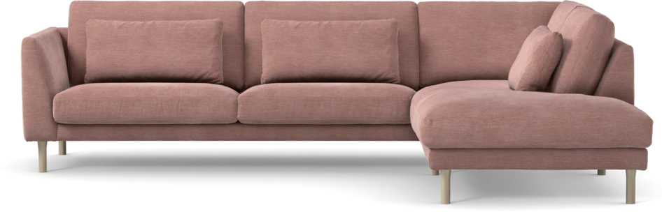 Willow - 3-sits soffa med divan höger, fast klädsel - Rosa