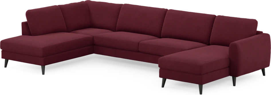 Bridge - 3-sits soffa med divan vänster och schäslong höger - Röd