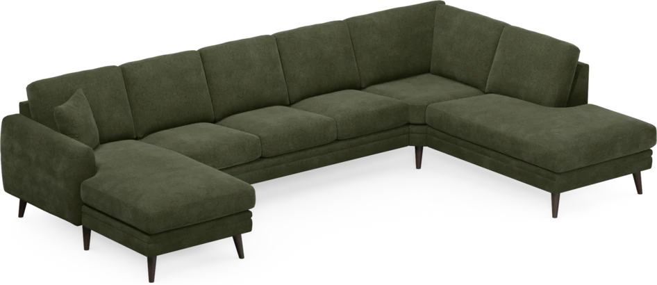 Eden - 3-sits soffa med schäslong vänster och divan höger - Grön