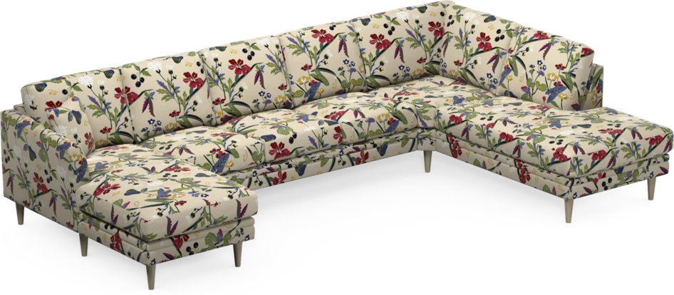 Eden - 3-sits soffa med schäslong vänster och divan höger - Flerfärgad