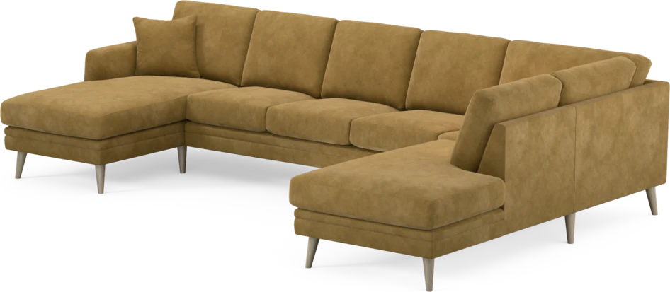 Eden - 3-sits soffa med schäslong vänster och divan höger - Gul