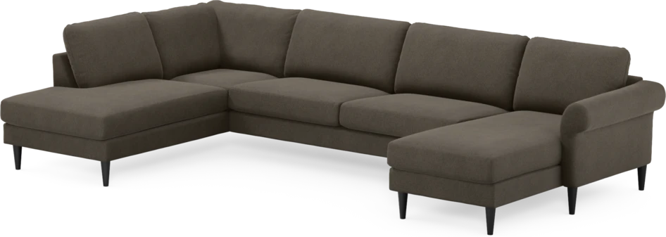 Bridge - 3-sits soffa med divan vänster och schäslong höger - Brun