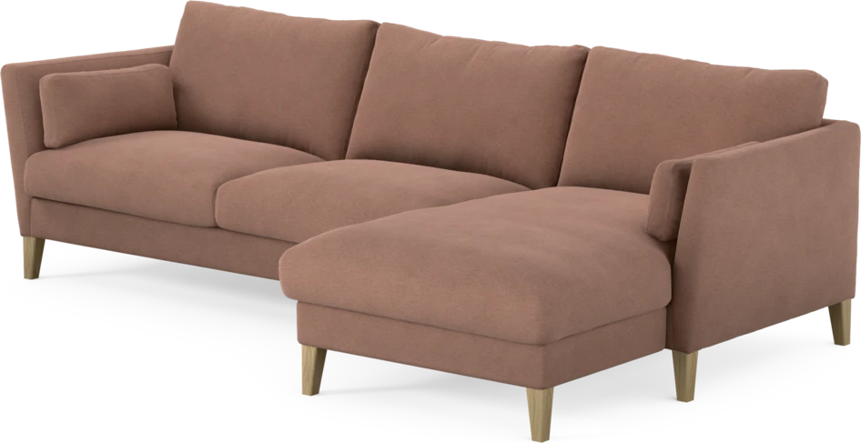 Winston - 3-sits soffa med schäslong, vändbar - Rosa