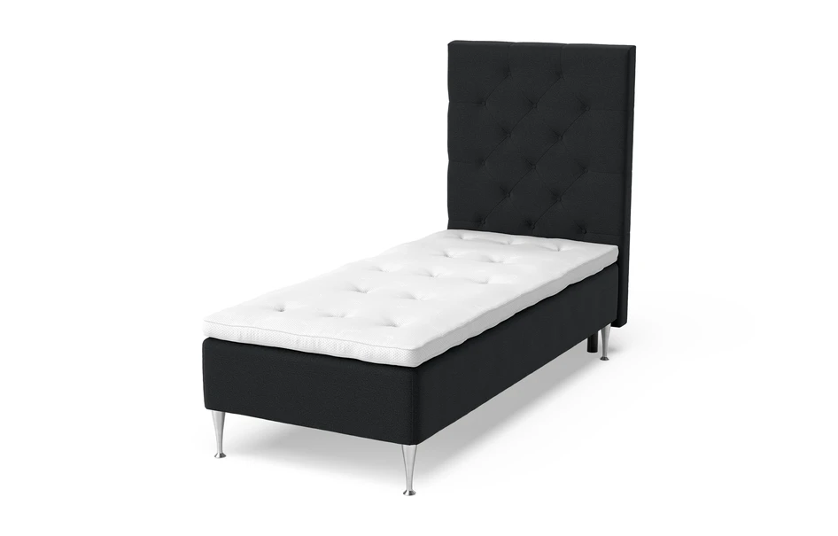 Sense Delux - Ramsäng, enkelsäng med bäddmadrass Sleep Delux vit - Svart