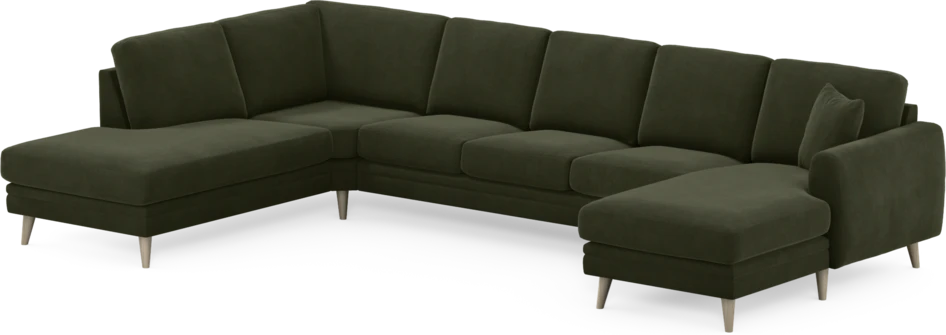 Eden - 3-sits soffa med divan vänster och schäslong höger - Grön