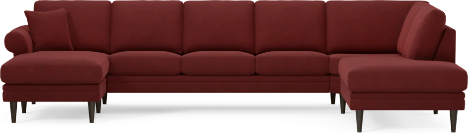 Eden - 3-sits soffa med schäslong vänster och divan höger - Röd