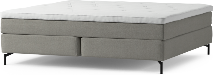 Delux Sense - Kontinentalsäng, dubbelsäng med bäddmadrass och sängben - Grå