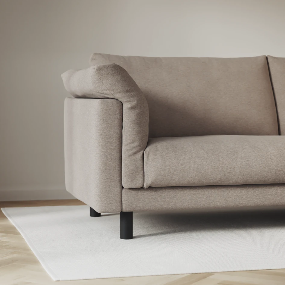 Cherrie - 3-sits soffa, hel dyna, fast klädsel - Beige