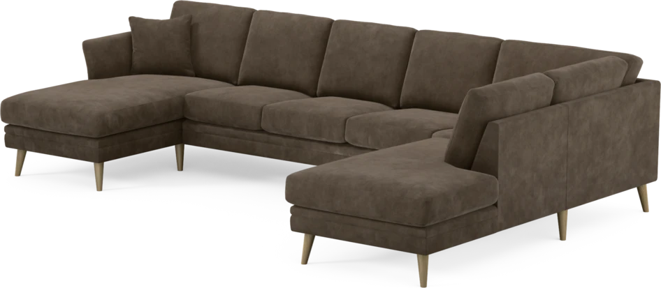 Eden - 3-sits soffa med schäslong vänster och divan höger - Brun
