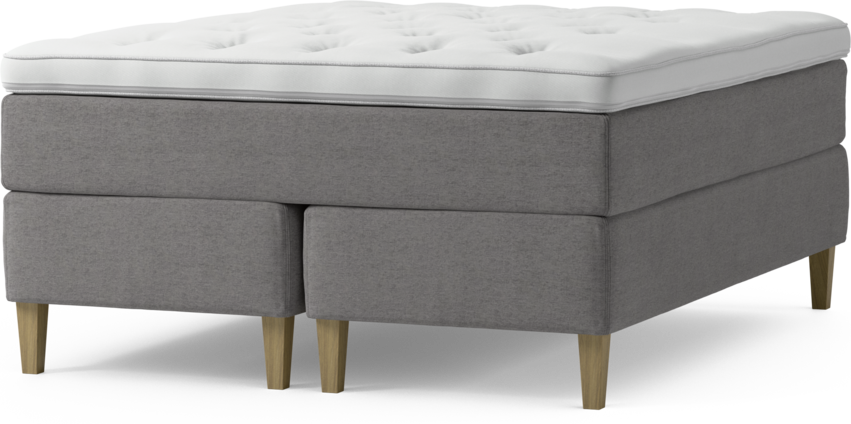 Delux Dream - Kontinentalsäng, dubbelsäng med bäddmadrass och sängben - Grå