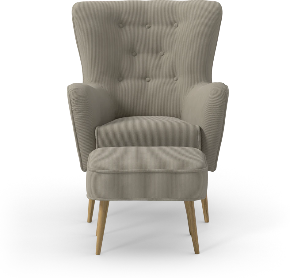 Cordelia - Fåtölj med fotpall - Beige