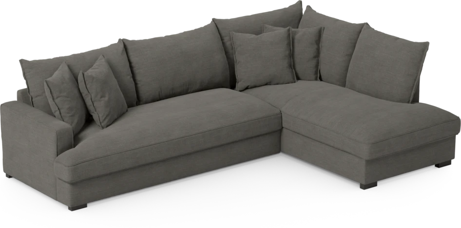 Mila - 3-sits soffa med divan höger, hel dyna - Grå