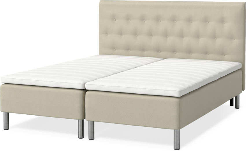 Roma Family - Ramsäng, dubbelsäng med bäddmadrass och sänggavel låg pikerad, B 160-180 - Beige