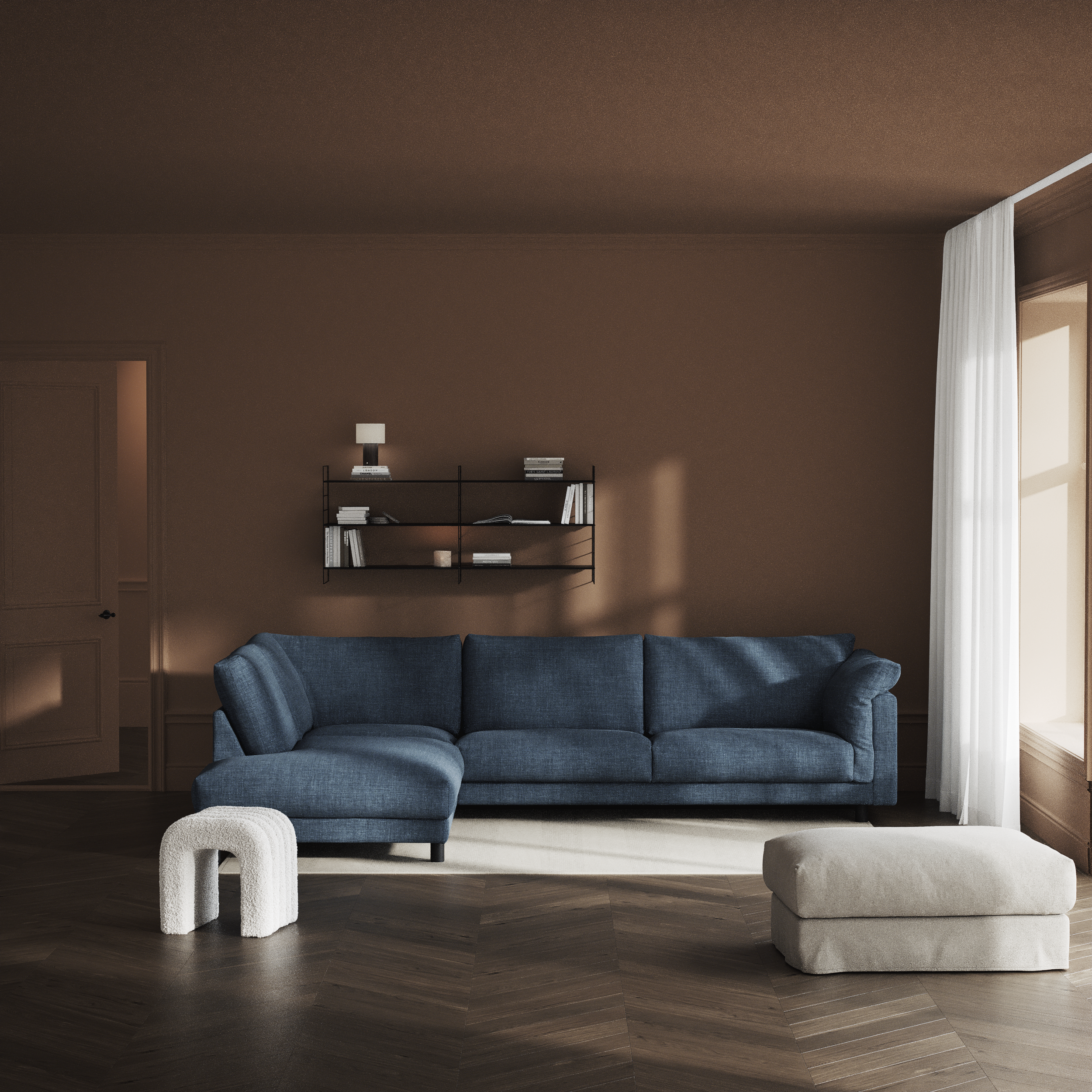 Cherrie - 3-sits soffa med divan vänster, fast klädsel - inspiration