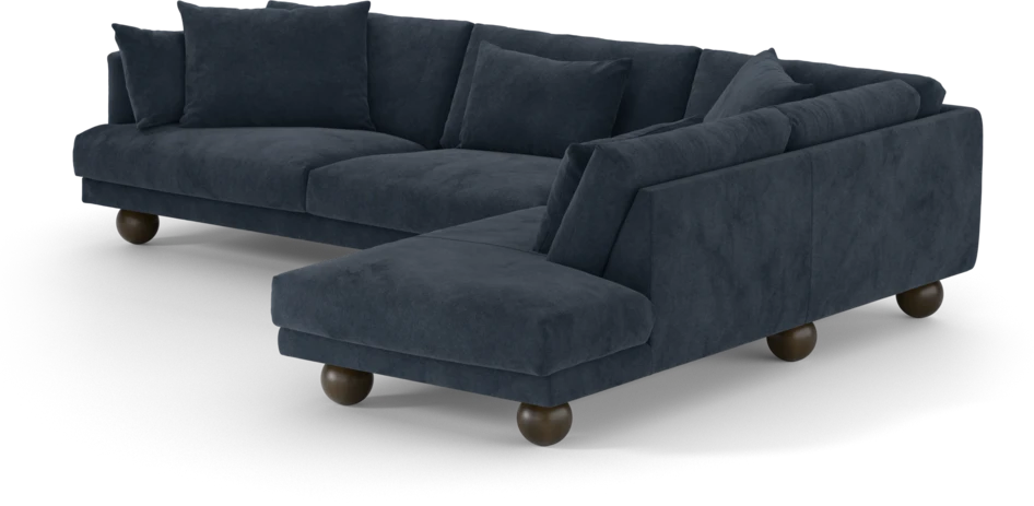 Harper - 3-sits soffa med divan höger - Blå