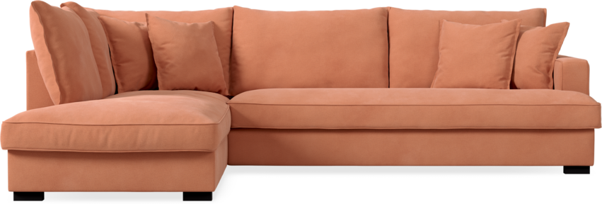 Mila - 3-sits soffa med divan vänster, hel dyna - Orange