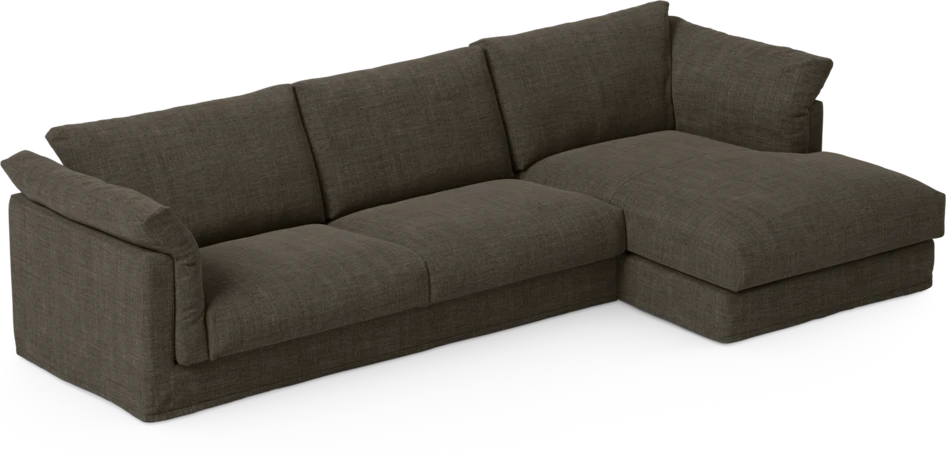 Cherrie - 3-sits soffa med schäslong höger, med kappa - Brun