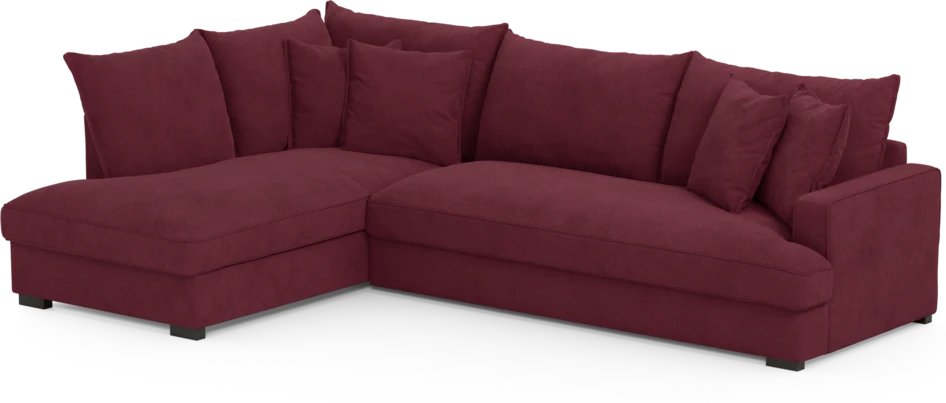 Mila - 3-sits soffa med divan vänster, hel dyna - Röd