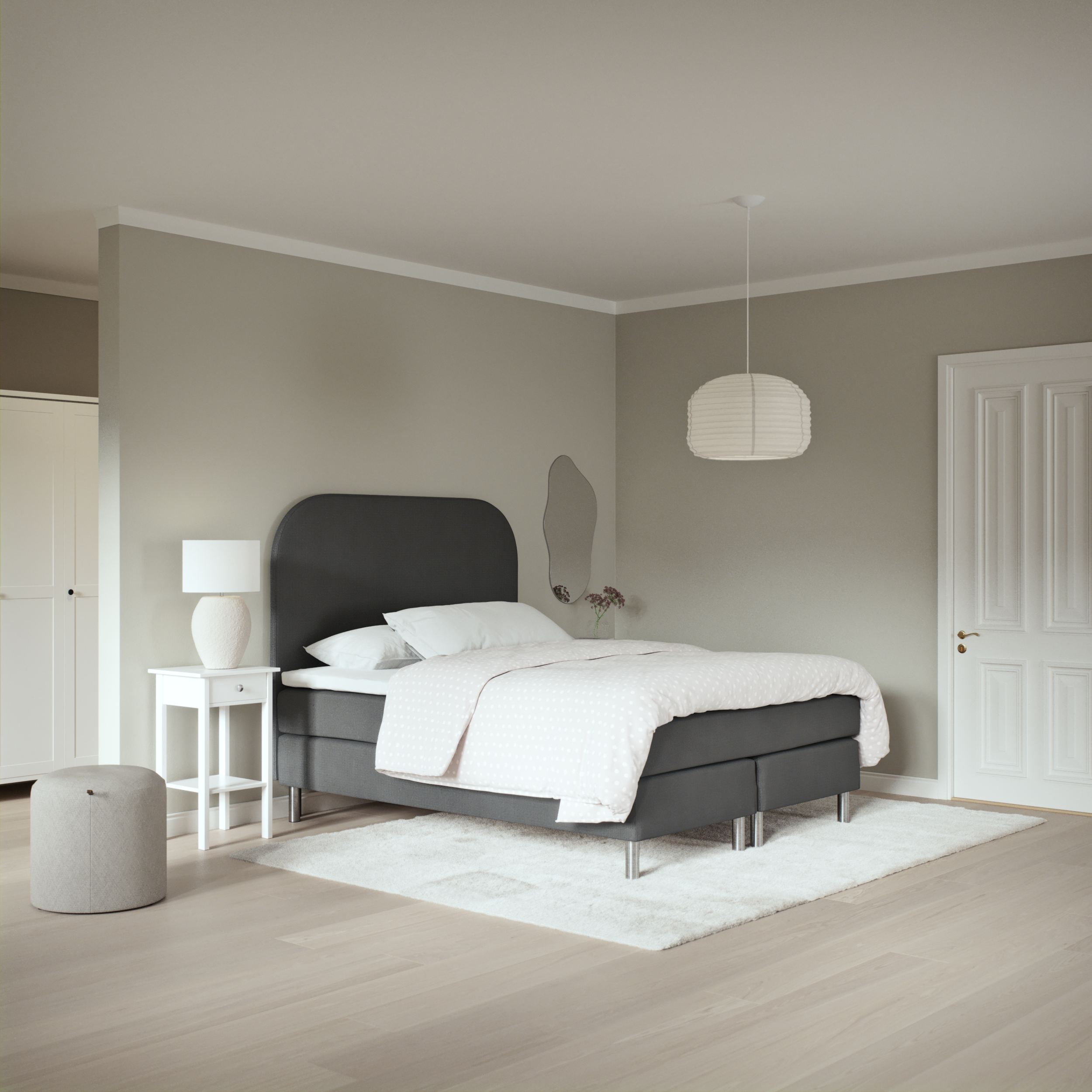 Roma Family, Kontinentalsäng, dubbelsäng med bäddmadrass och sänggavel slät, B 160-180