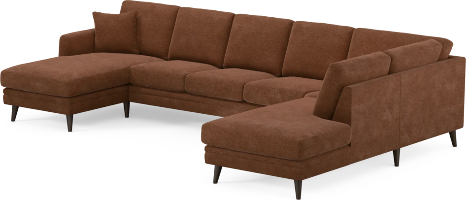 Eden - 3-sits soffa med schäslong vänster och divan höger - Orange