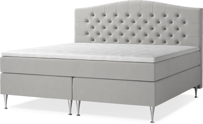 New York, Kontinentalsäng, dubbelsäng med bäddmadrass, sängben och sänggavel välvd