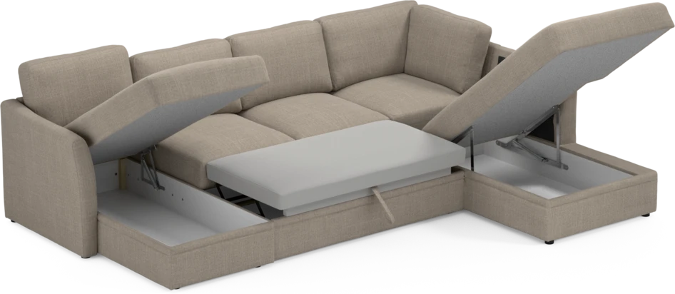 Öland - Bäddsoffa med schäslong vänster och divan höger - Beige