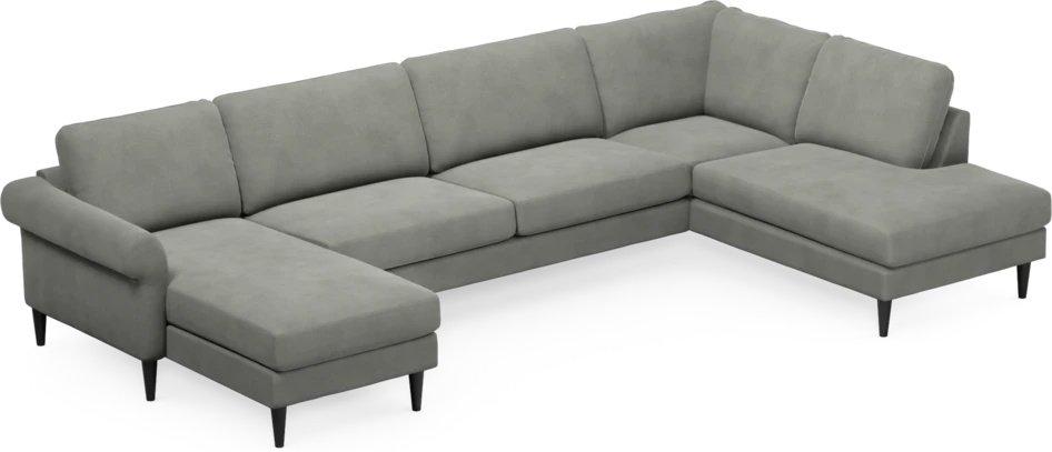 Bridge - 3-sits soffa med schäslong vänster och divan höger - Grå