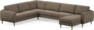 Bridge - Hörnsoffa, 2+3-sits med schäslong höger - Brun