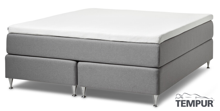 Tempur Promise - Kontinentalsäng, dubbelsäng med bäddmadrass Cloud, B 180 cm - Grå