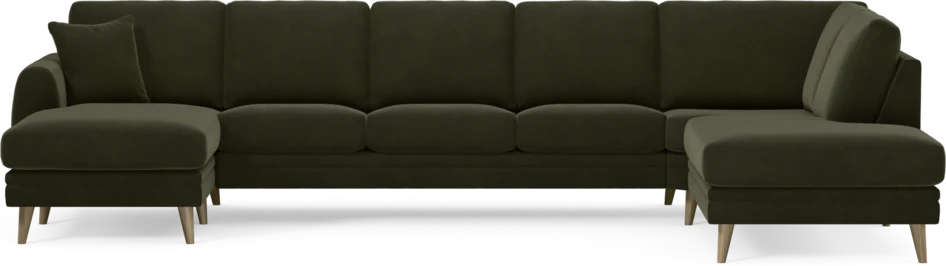 Eden - 3-sits soffa med schäslong vänster och divan höger - Grön