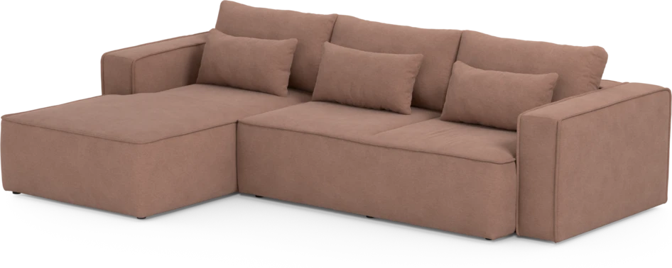 Ide - Bäddsoffa 3-sits med schäslong vänster - Rosa