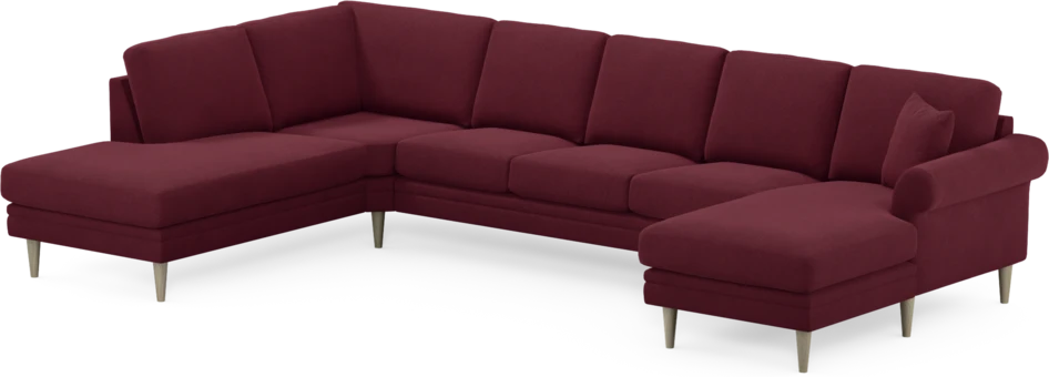 Eden - 3-sits soffa med divan vänster och schäslong höger - Röd