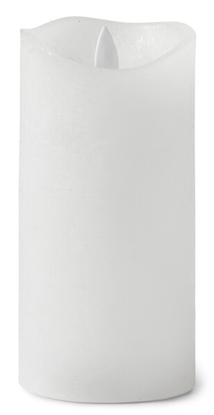 Låga - Blockljus med LED-belysning, batteridrivet, Ø 7,5, H 15 cm - Vit