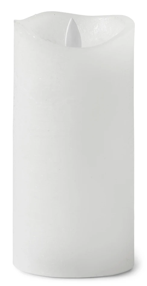 Låga - Blockljus med LED-belysning, batteridrivet, Ø 7,5, H 15 cm - Vit