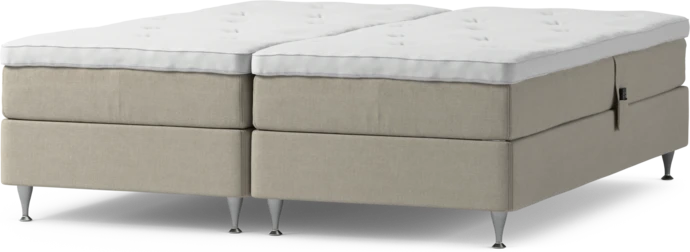 Delux Sense, Ställbar säng, dubbelsäng med bäddmadrass och sängben