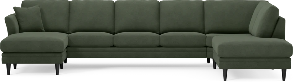 Eden - 3-sits soffa med schäslong vänster och divan höger - Grön