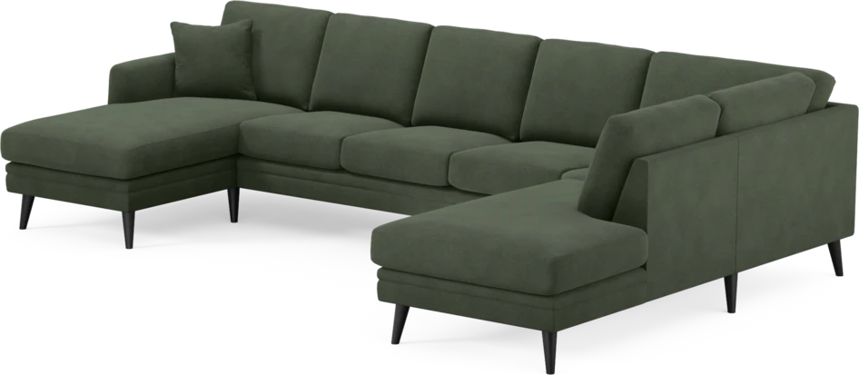 Eden - 3-sits soffa med schäslong vänster och divan höger - Grön