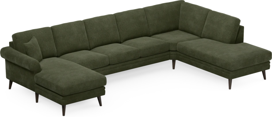 Eden - 3-sits soffa med schäslong vänster och divan höger - Grön