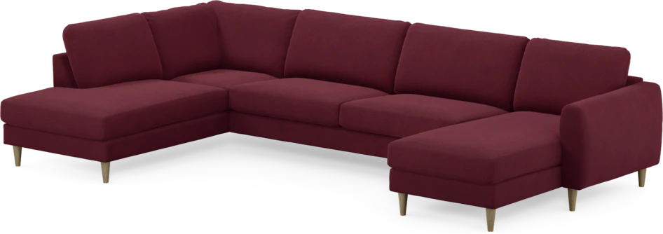 Bridge - 3-sits soffa med divan vänster och schäslong höger - Röd