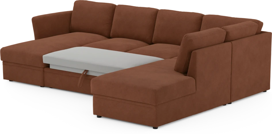 Öland - Bäddsoffa med schäslong vänster och divan höger - Orange