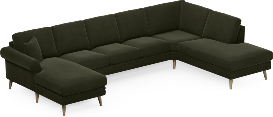 Eden - 3-sits soffa med schäslong vänster och divan höger - Grön