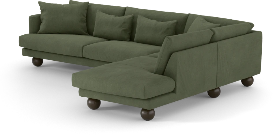 Harper - 3-sits soffa med divan höger - Grön