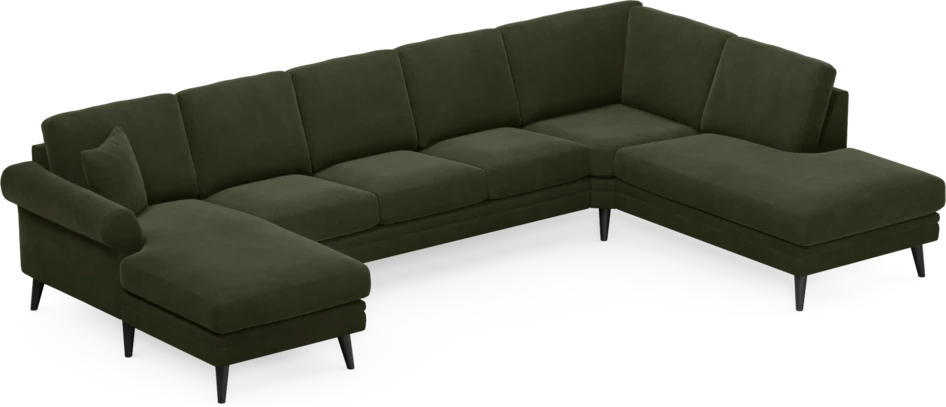 Eden - 3-sits soffa med schäslong vänster och divan höger - Grön