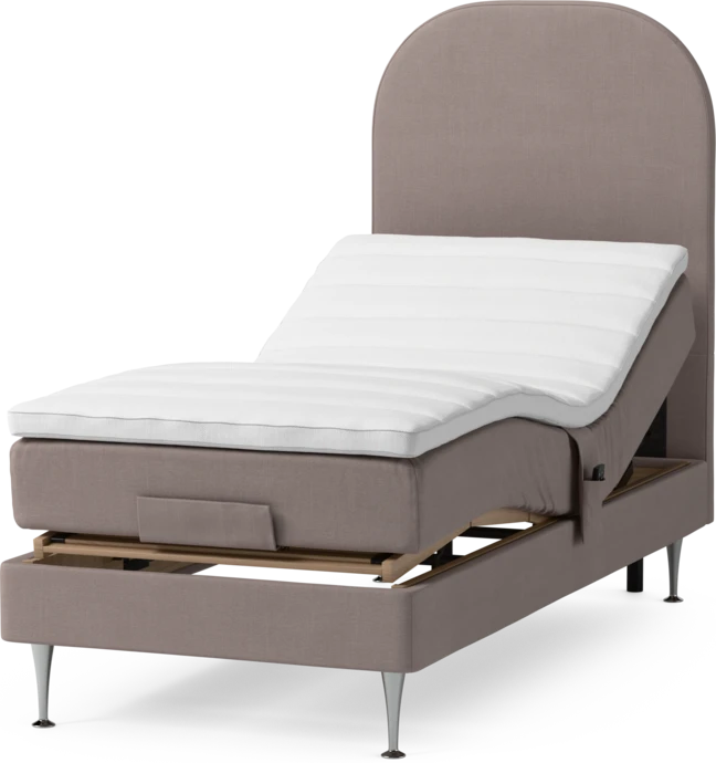 Roma Family, Ställbar säng, enkelsäng med bäddmadrass och sänggavel slät, B 90-120