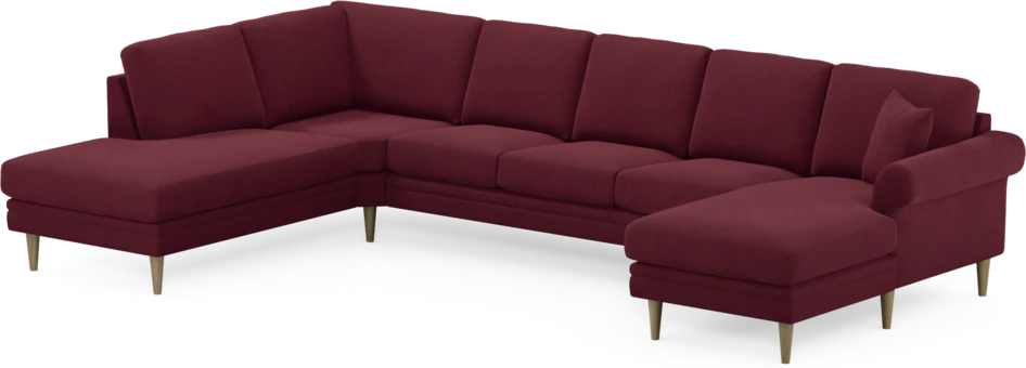 Eden - 3-sits soffa med divan vänster och schäslong höger - Röd