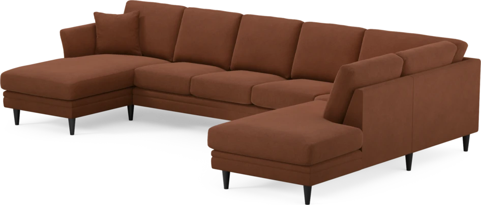Eden - 3-sits soffa med schäslong vänster och divan höger - Orange