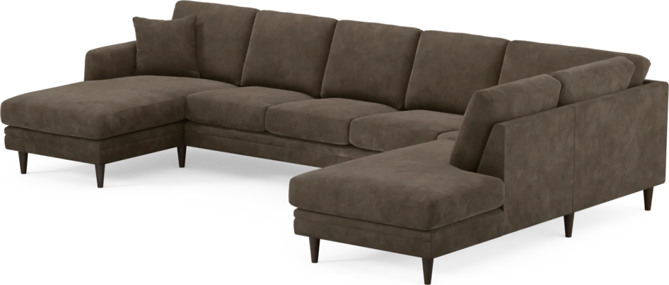 Eden - 3-sits soffa med schäslong vänster och divan höger - Brun